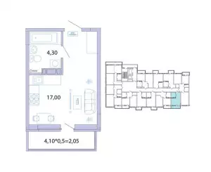 Квартира-студия 17 м² в ЖК «Светлоград»