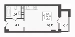 Квартира-студия 26.9 ЖК «The Grand Palace»