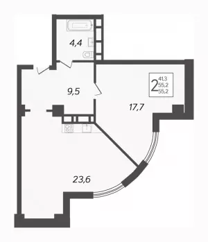 1-комнатная квартира 55.2 м² в ЖК «The Grand Palace»