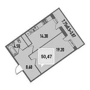 1-комнатная квартира 50.47 ЖК «Тургенев»