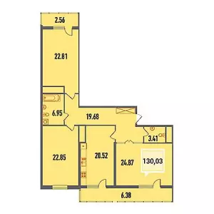 3-х комнатная квартира 130.3 м² в ЖК «Тургенев»