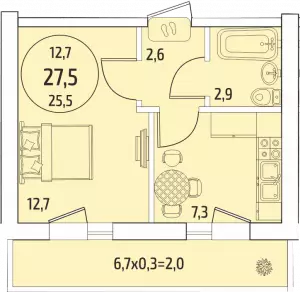 1-комнатная квартира