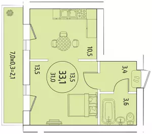1-комнатная квартира