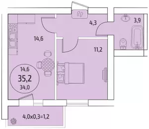 1-комнатная квартира