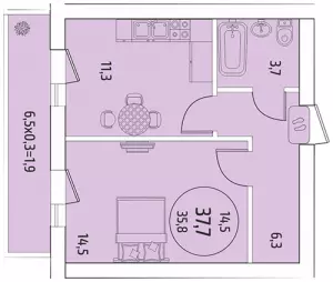 1-комнатная квартира