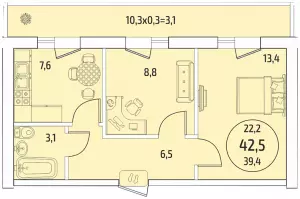 2-х комнатная квартира