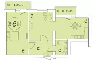 2-х комнатная квартира