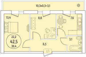 2-х комнатная квартира