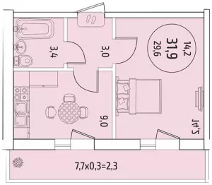 1-комнатная квартира