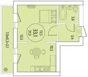 1-комнатная квартира