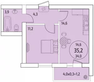 1-комнатная квартира