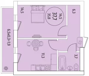 1-комнатная квартира