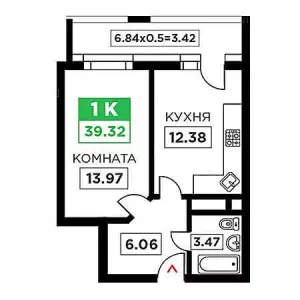 1-комнатная квартира