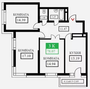 3-х комнатная квартира