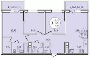 3-х комнатная квартира