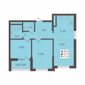 2-х комнатная квартира 67.5 ЖК «ЮГГЕ»