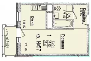 Квартира-студия 26 м² в ЖК «Зеленодар»